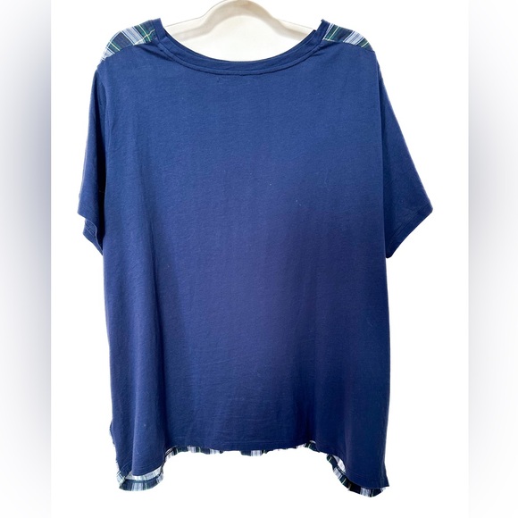 Ralph Lauren plaid top, with solid navy back. Pull on, short sleeve, Sz 3X - Picture 4 of 7
